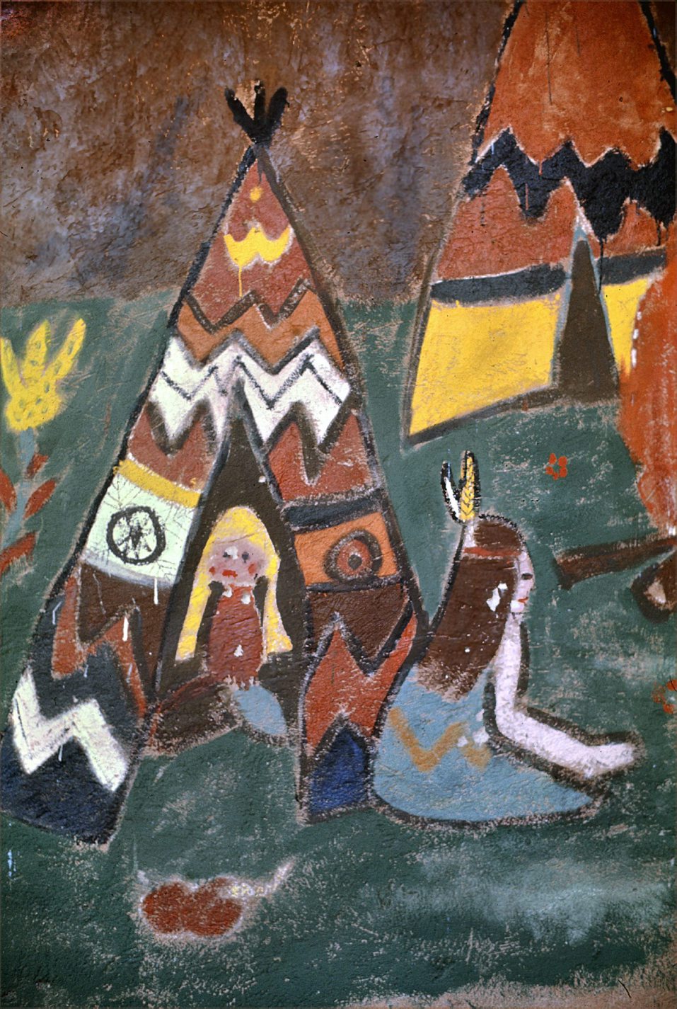 Murale con accampamento indiano