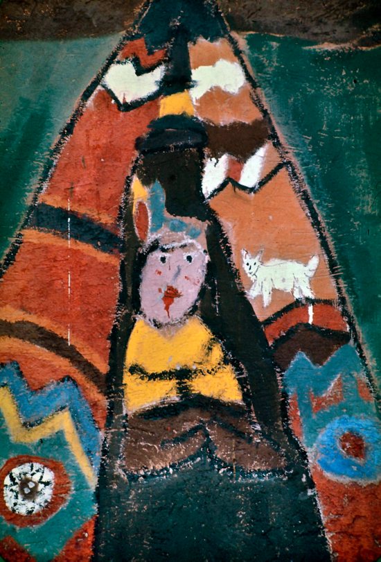 Murale con accampamento indiano