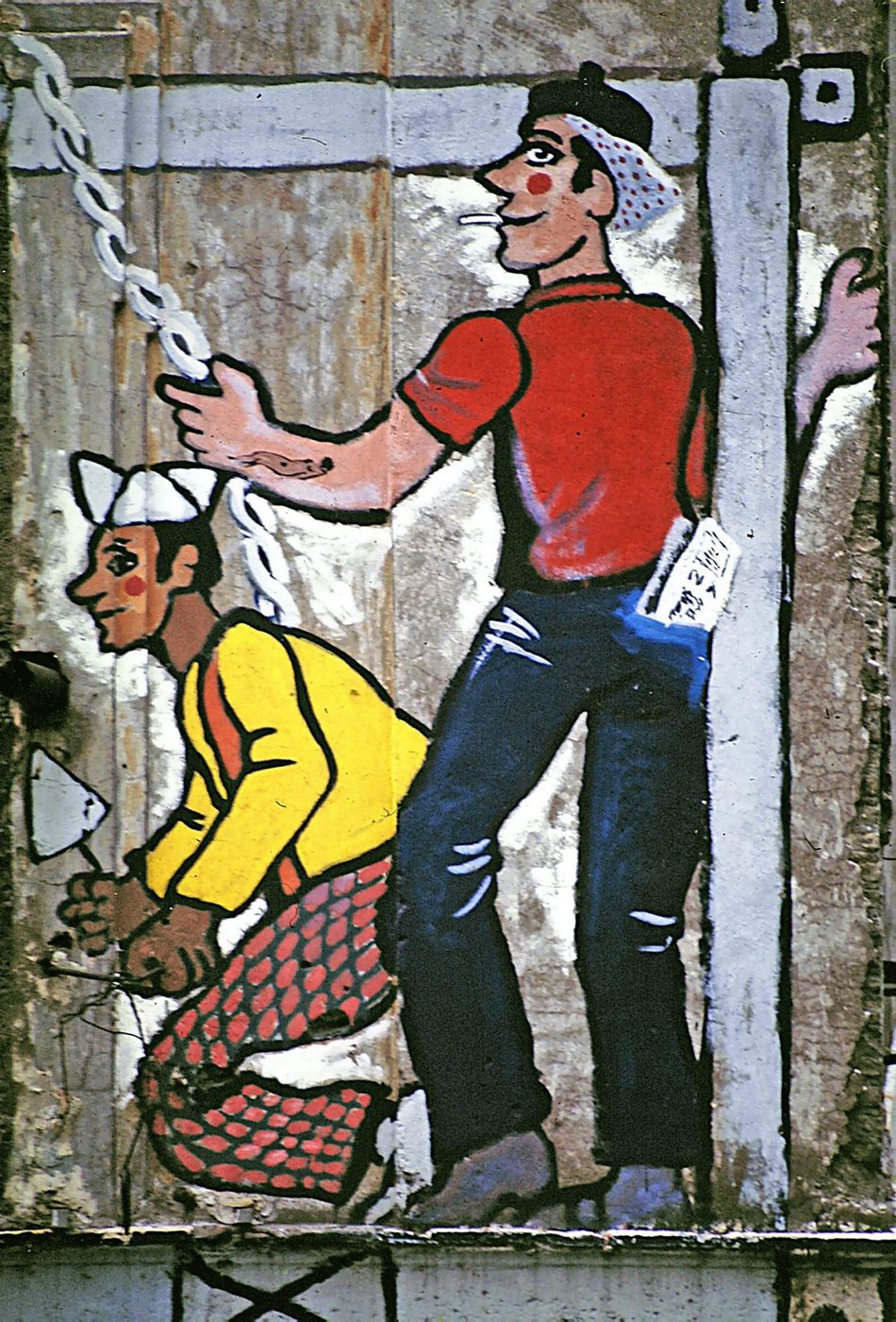 Via di Tor di Nona, 1977. Collettivo L'Asino che vola: grandi murali su lotta per la casa e appropriazione del quartiere da parte dei ceti popolari.